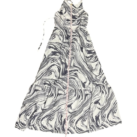 A New Day Tiered Sleeveless Halter Blue Swirl Marble Maxi Dress Women’s Size S - Picture 14 of 14